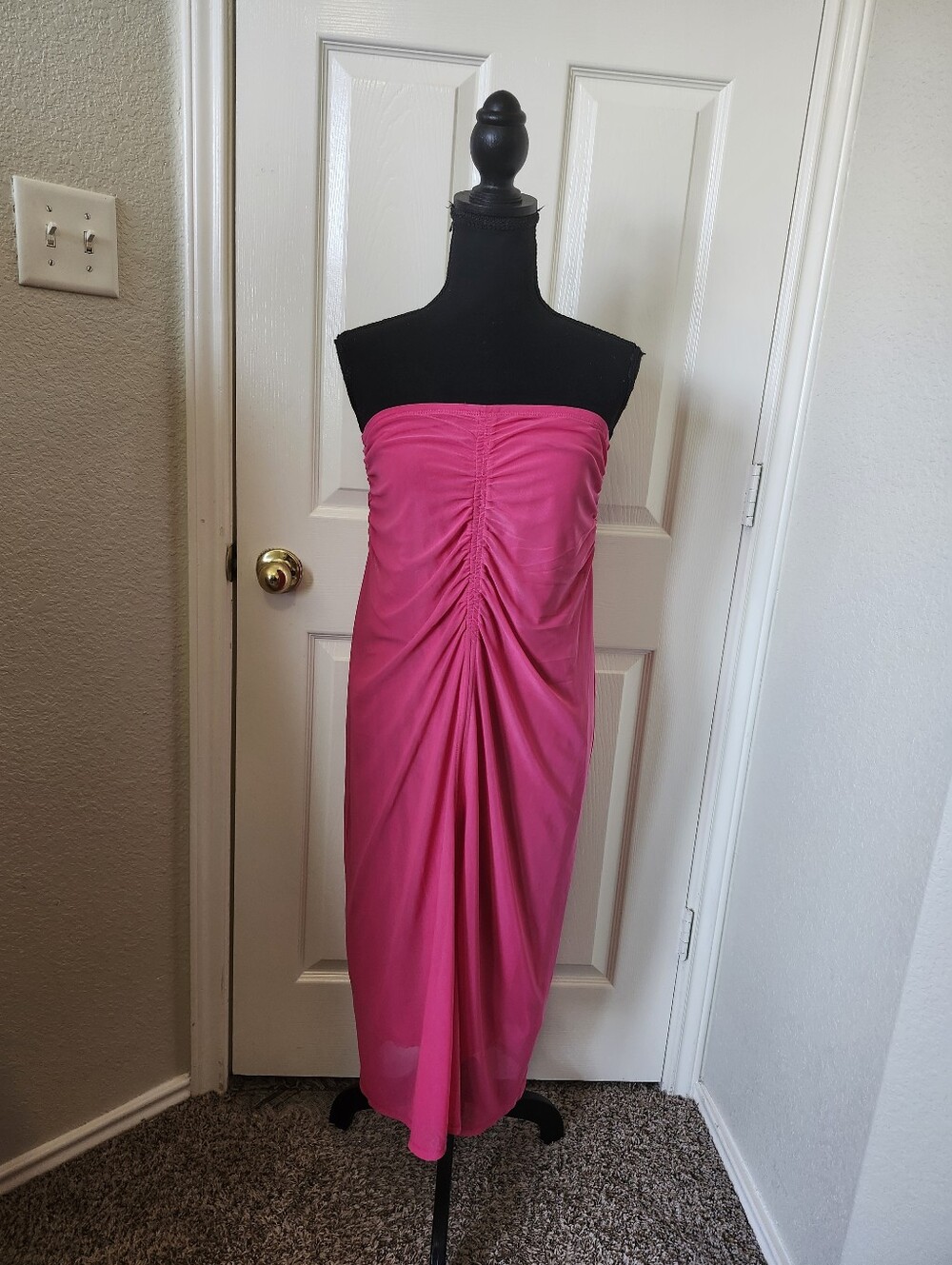 House Of Harlow 1960 Strapless Ruched Pink Midi Dress S